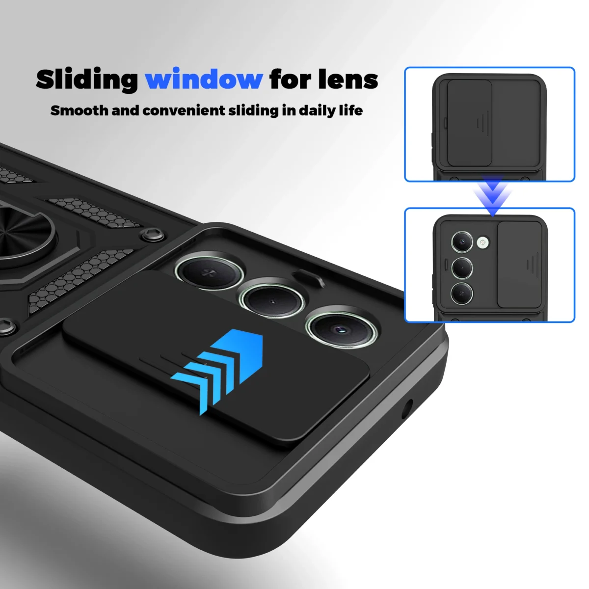 For Redmi 15 171mm Case Slide Camera Armor Ring Holder Kicktand Protection Phone Cover Capa Funda - Image 5