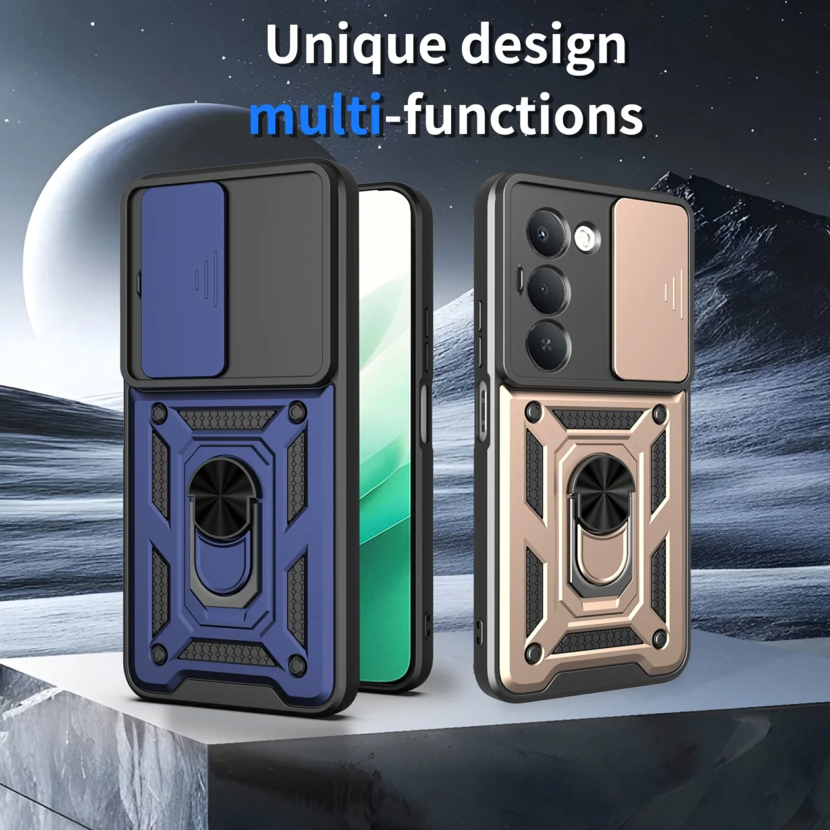 For Redmi 15 171mm Case Slide Camera Armor Ring Holder Kicktand Protection Phone Cover Capa Funda - Image 2
